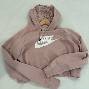 Nike baby pink cropped sweatshirt hoodie